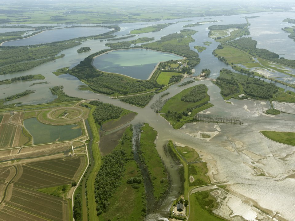 flooded Rhine branches in the Netherlands