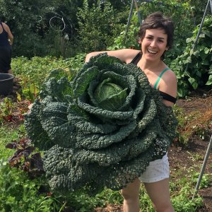 Sara Dastoum with a giant Brassica