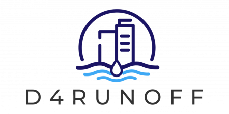 D4RUNOFF logo text with building and water in a circle