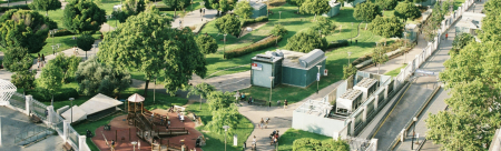 urban green community birdseye view