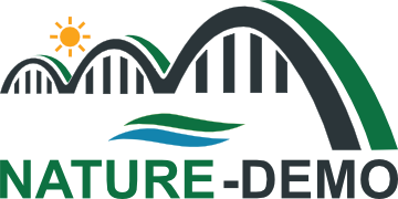 nature demo logo bridge with sun shining over the top