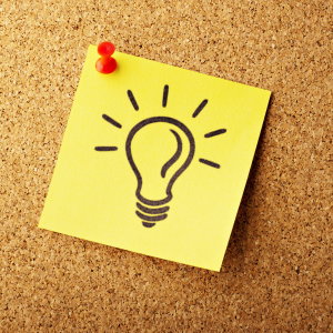 light bulb drawn on post-it note