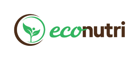 econutri logo - green plant growing inside black circle - eco in green cursive lettering with nutri in black text