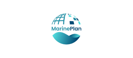 marine plan logo - circle with sea and network