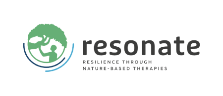 resonate logo circle of tree with person reaching out to touch the trunk
