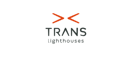 trans lighthouses logo - two inward pointing red >< signs