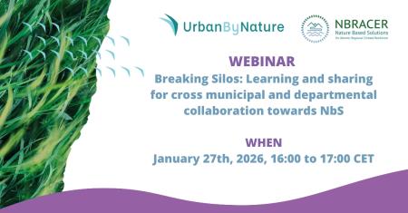 White background with purple and green text and elements. Two logos along top margin.