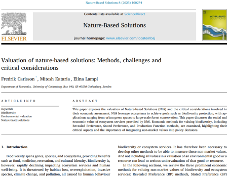 Valuation of nature-based solutions