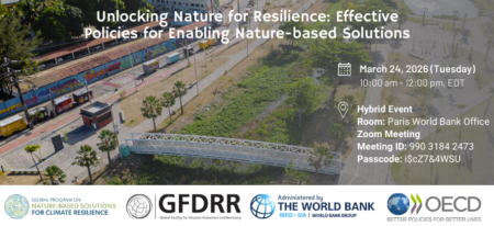 Background showing urban NbS with event title