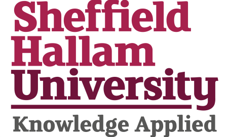 Sheffield Hallam University - logo - words stacked in pink to purple gradient