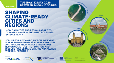 Blue background with title "Shaping climate-ready cities and regions"