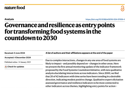 Governance and resilience as entry points for transforming food systems in the countdown to 2030 report cover