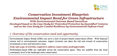 Conservation Investment Blueprint: Environmental Impact Bond for Green Infrastructure