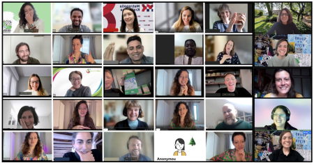 global experts contributing via zoom - screenshot of zoom screen with loads of experts faces