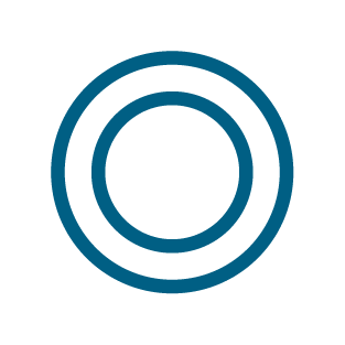 two thick outlines of a circle, one larger than the other with the smaller one situated inside the larger one. they are dark blue and there is a transparent background