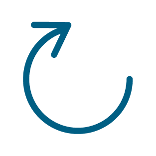 anti clockwise arrow in thick blue outline with a transparent background