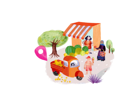 roadmap illustration of shop selling something to the community