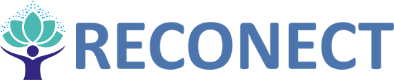 Reconnect logo person open arms tree overhead