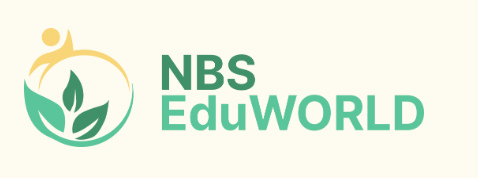 NBS Eduworld logo - green leaves in circle formation with yellow over arching