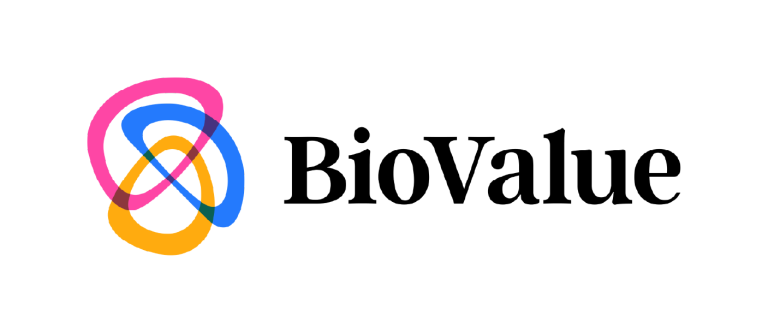BioValue logo - different circles interlacing - pink, purple, orange