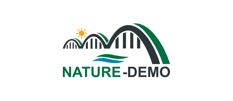 nature demo logo bridge with sun shining over the top