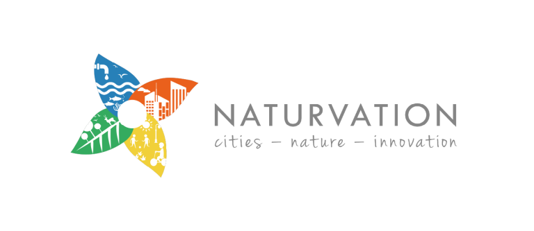 naturvation logo - turbine with blue, red, yellow, and green segments showing cities, nature, and innovation