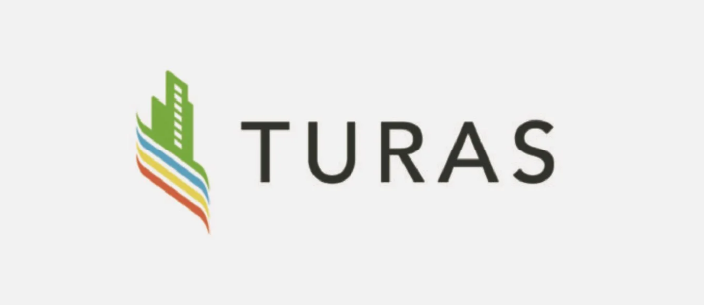 TURAS logo - green skyscraper
