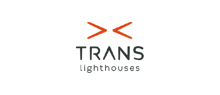trans lighthouses logo - two inward pointing red >< signs