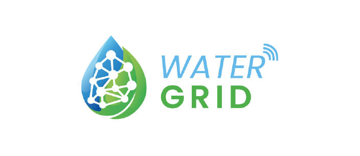 WATERGRID logo - raindrop with atom network inside