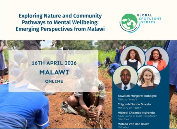 Background of tree planting activity with session title