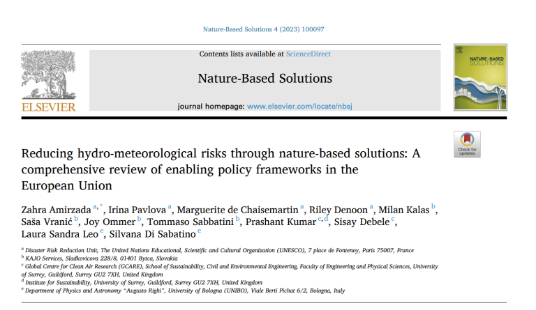 EU enabling policy frameworks for reducing hydro-meteorological risks through NbS report cover