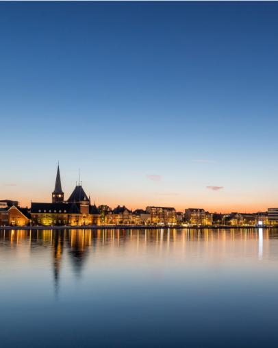 Sunset city skyline 
