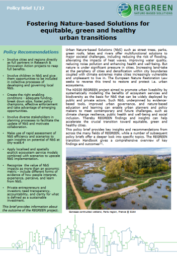 Fostering Nature-based Solutions for equitable, green and healthy urban transitions